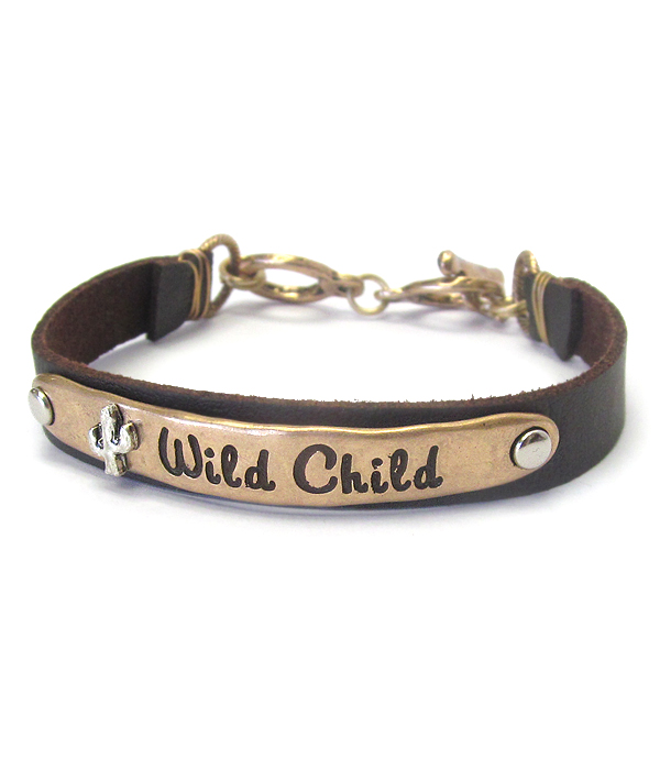 Vintage style suede toggle bracelet - wild child