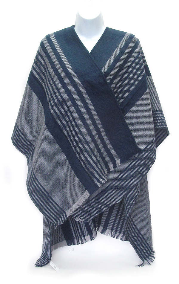 Stripe pattern poncho - 315 g