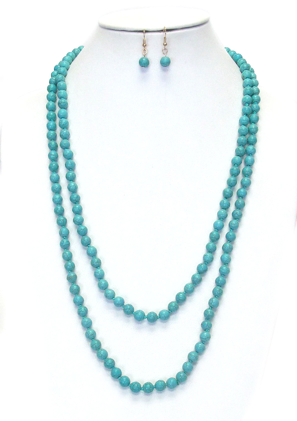 Multi stone bead long necklace set