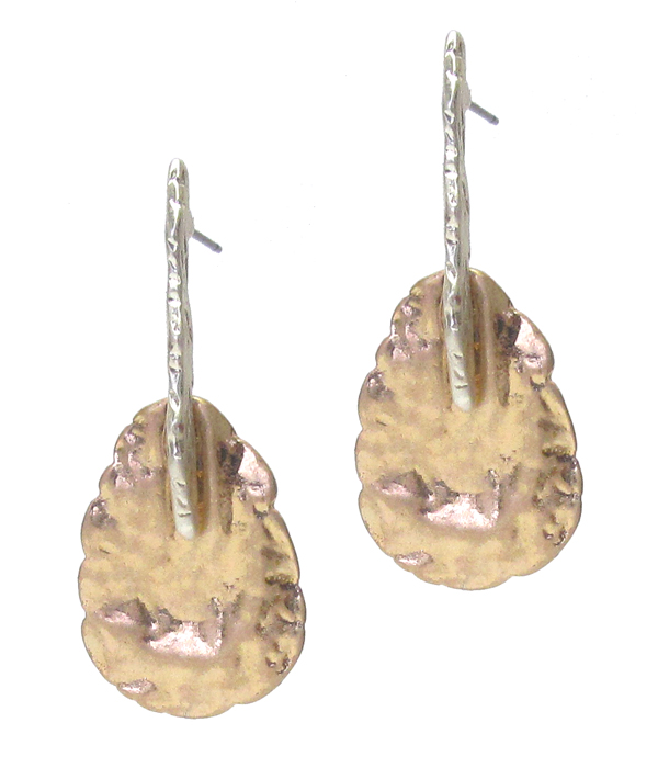 Textured metal teardrop earring