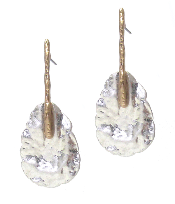 Textured metal teardrop earring