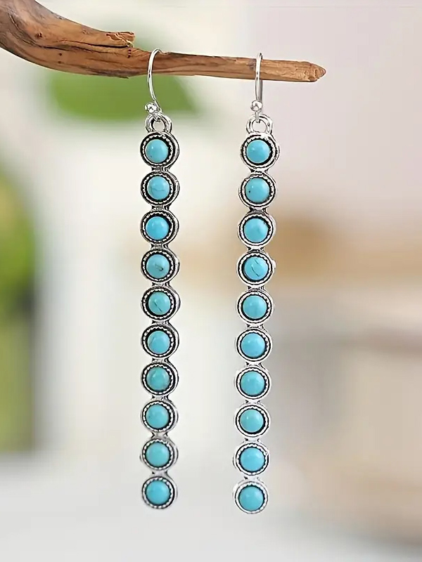Turquoise bubble bar earring