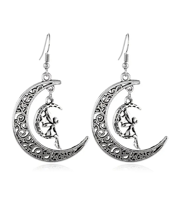 Moon and fairy earring