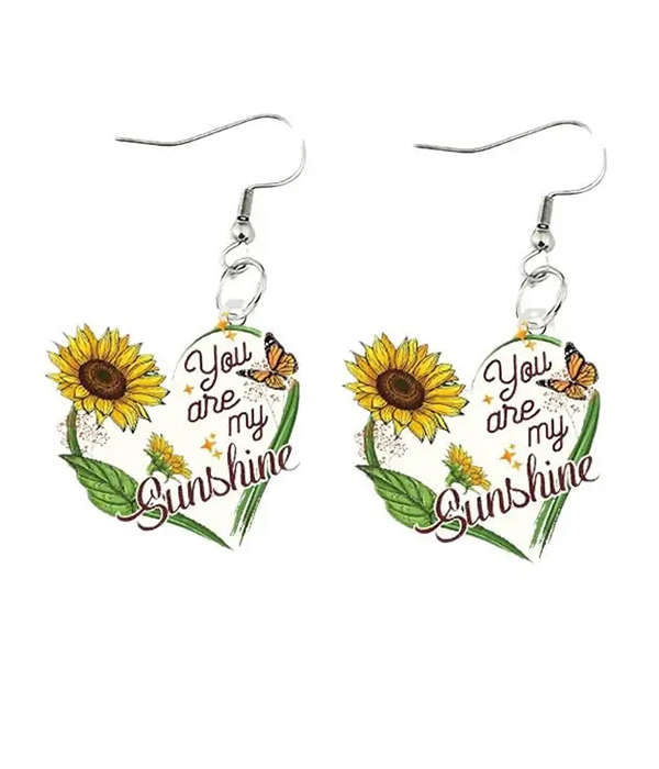Sunflower heart acrylic earring