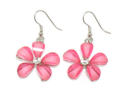 Crystal centered flower earring