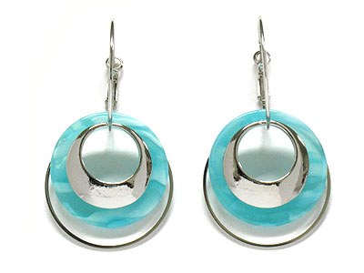 Marble patten hoop multi layer earring - hoops