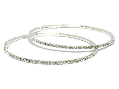 Rhinestone hoop earring - 70 mm - hoops