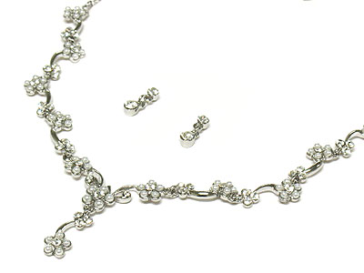 Austrian crystal flower necklace and earring set