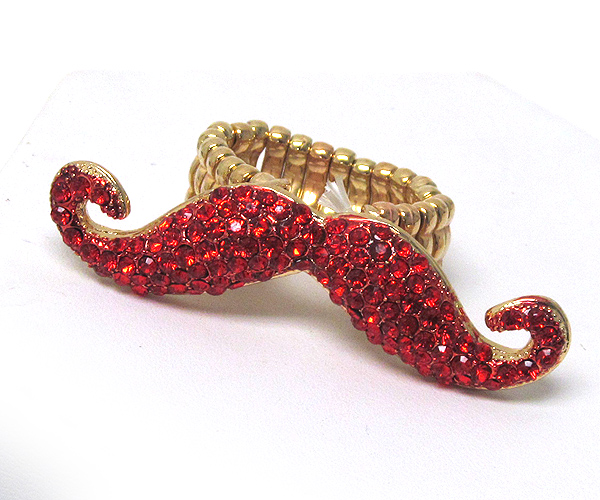 Crystal deco mustache stretch ring