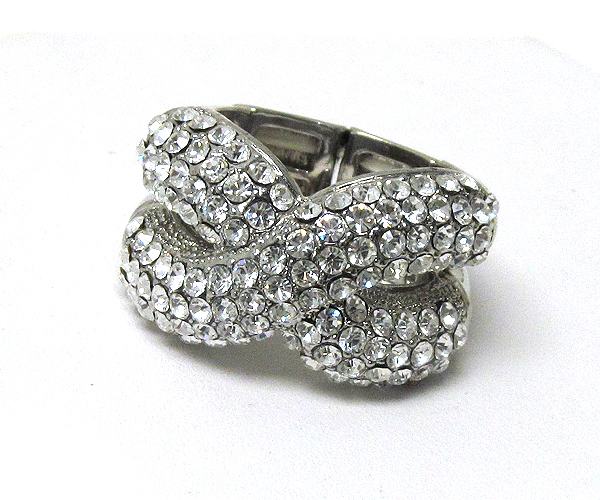 Crystal two twist line metal stretch ring