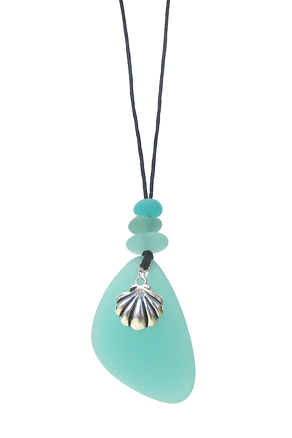 SEALIFE THEME SEA GLASS PENDANT NECKLACE SET - SHELL