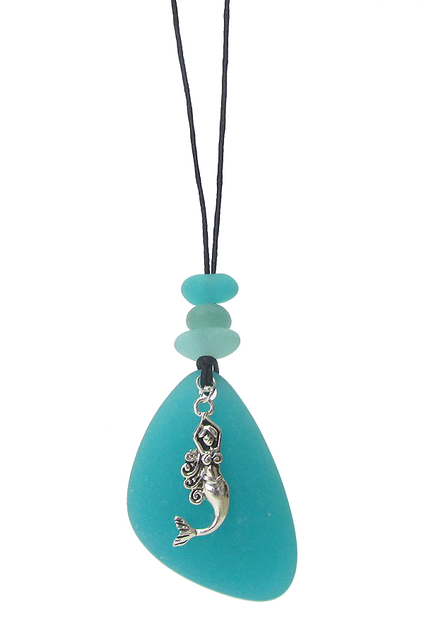 SEALIFE THEME SEA GLASS PENDANT NECKLACE SET - MERMAID