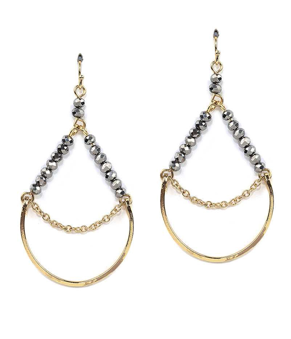 Glass bead and chain drop earring