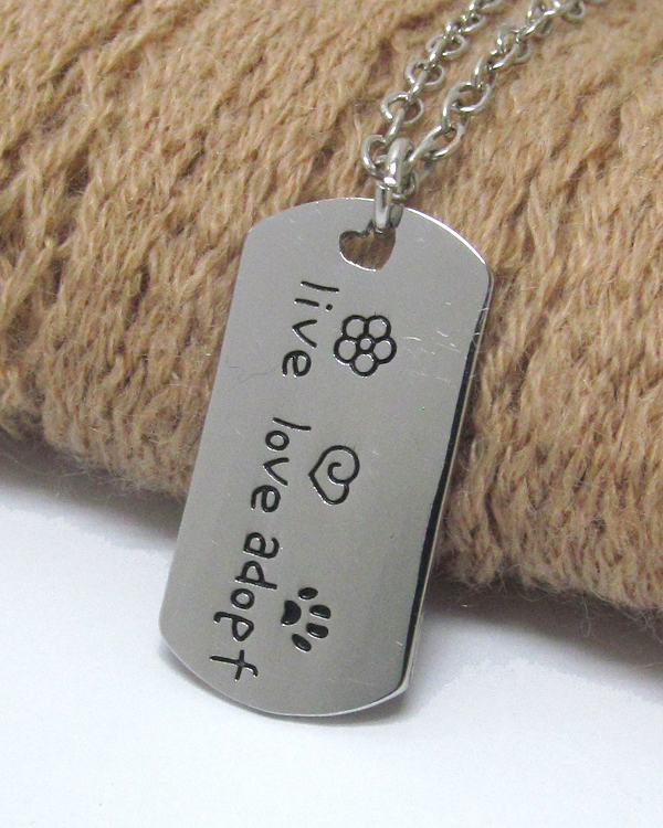 Pet lovers message pendant necklace - live love adopt