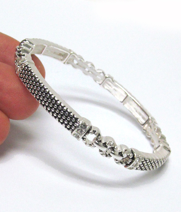 Textured metal stackable stretch bracelet