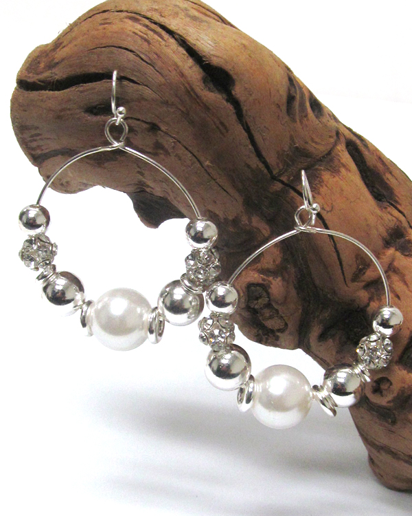 Pearl and crustal ball wire earring