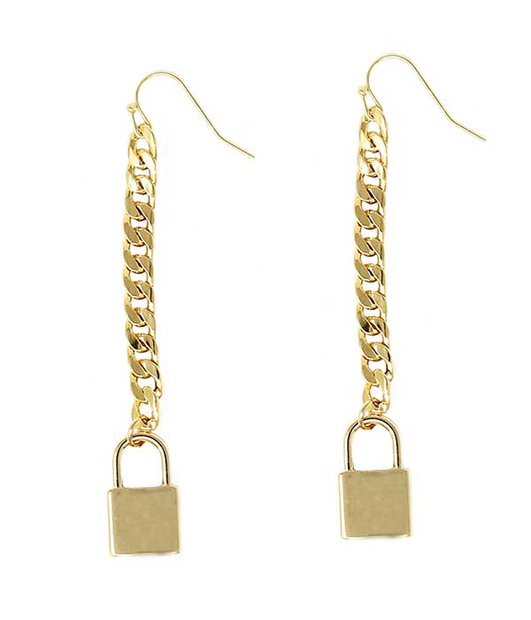 LOCK AND CHAIN DROP EARRING