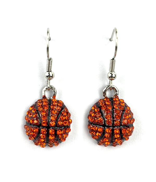 SPORT THEME CRYSTAL EARRING - BASKETBALL