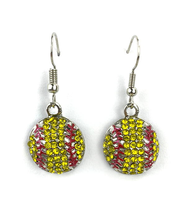 SPORT THEME CRYSTAL EARRING - SOFTBALL