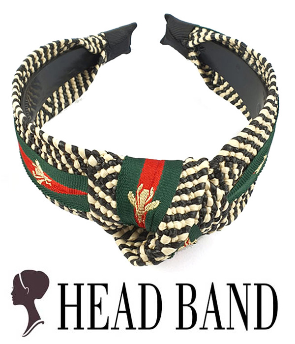 Designer style woven rattan bee headband