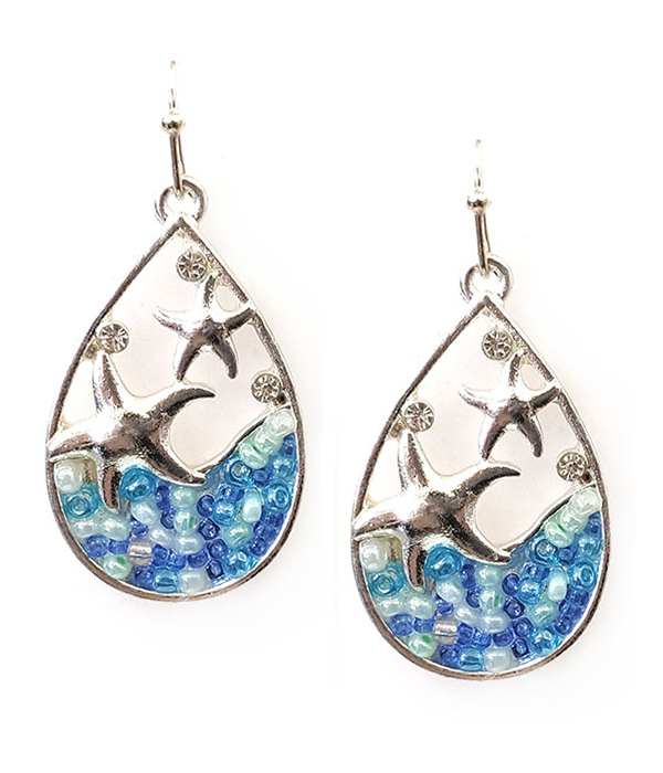 SEALIFE THEME TEARDROP EARRING - STARFISH