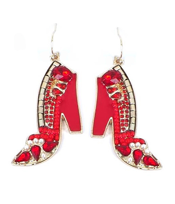 MULTI SEEDBEAD HIGHHEEL SHOE EARRING