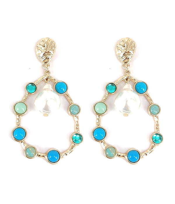 Semi precious stone teardrop earring