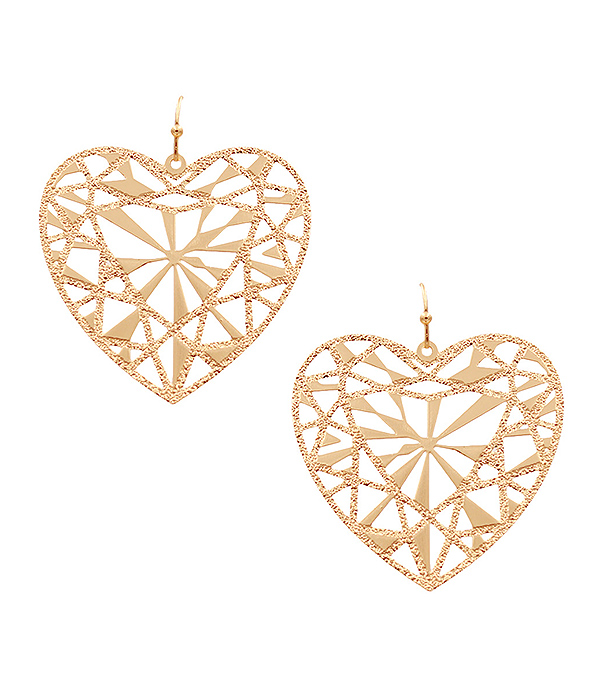 METAL FILIGREE HEART EARRING