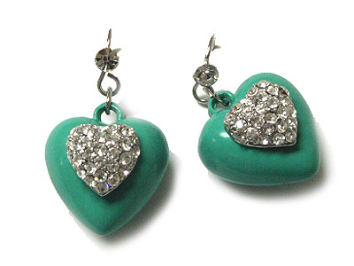 Crystal and acryl puffy heart earring