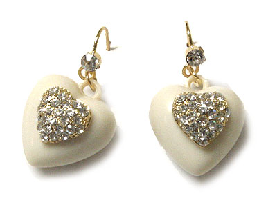 Crystal and acryl puffy heart earring