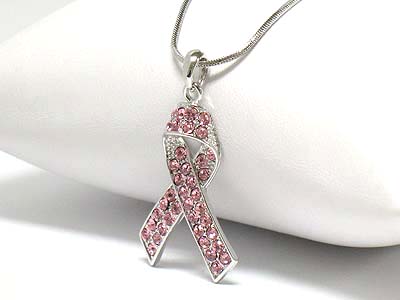 Made in korea whitegold plating crystal ribbon necklace