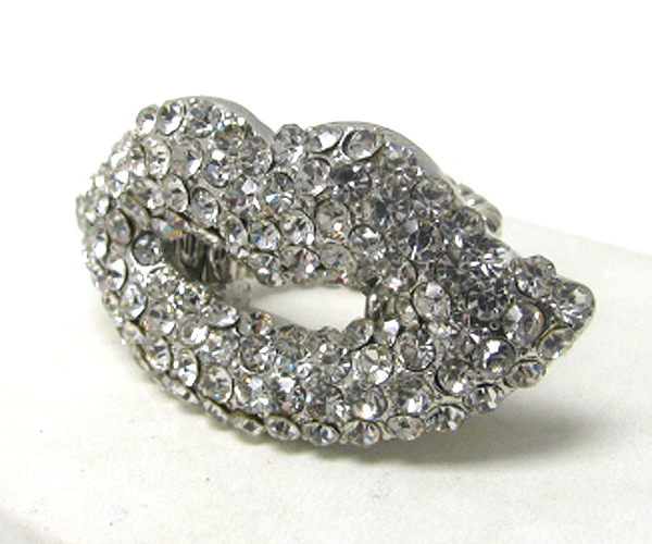 Valentine crystal lips stretch ring
