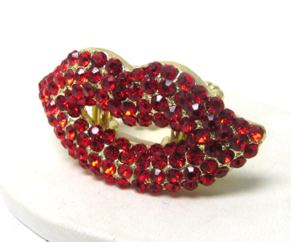 Valentine crystal lips stretch ring