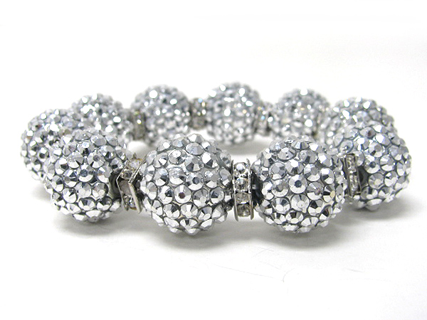 Crystal fireball and rodell link stretch bracelet