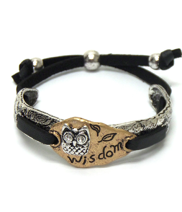 Owl wisdom theme pull tie bracelet