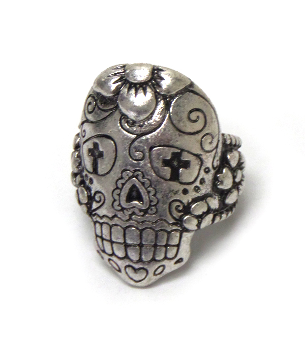 Sugarskull metal ring