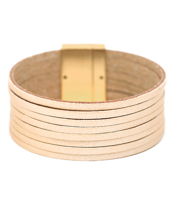 Multi layer leather magnetic bracelet