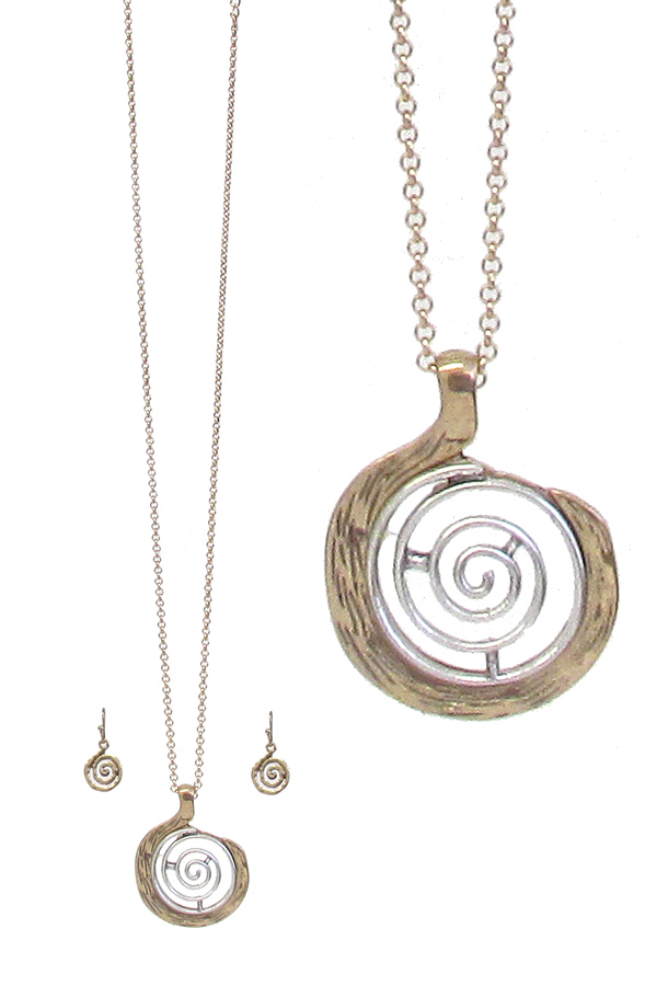 Metal swirl pendant necklace set
