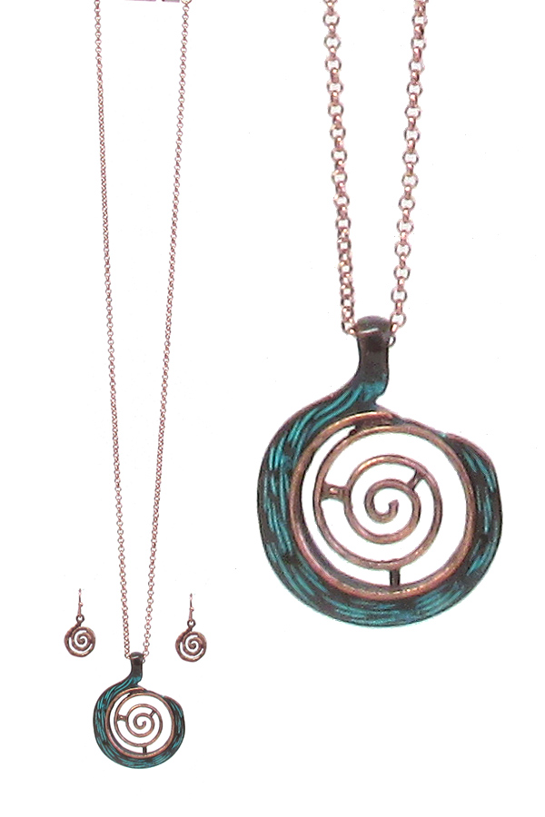 Metal swirl pendant necklace set