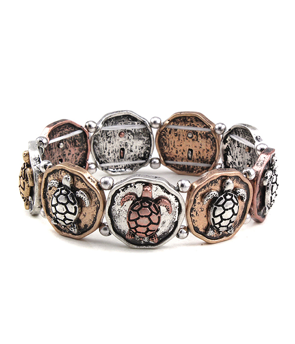 Vintage metal turtle stretch bracelet