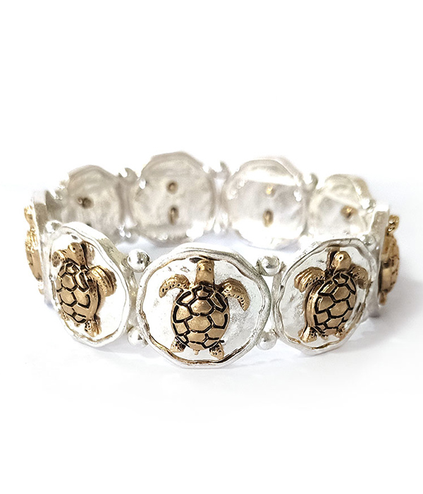 Vintage metal turtle stretch bracelet