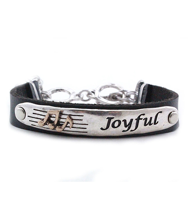 Leatherette toggle bracelet - joyful