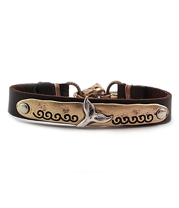 Leatherette toggle bracelet - mermaid tail