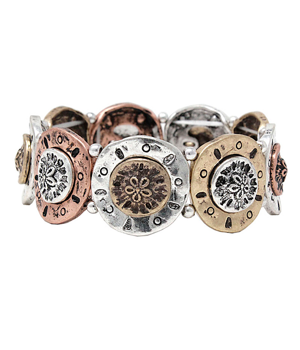 Vintage metal sand dollar stretch bracelet