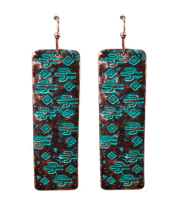 Cactus textured metal bar earring