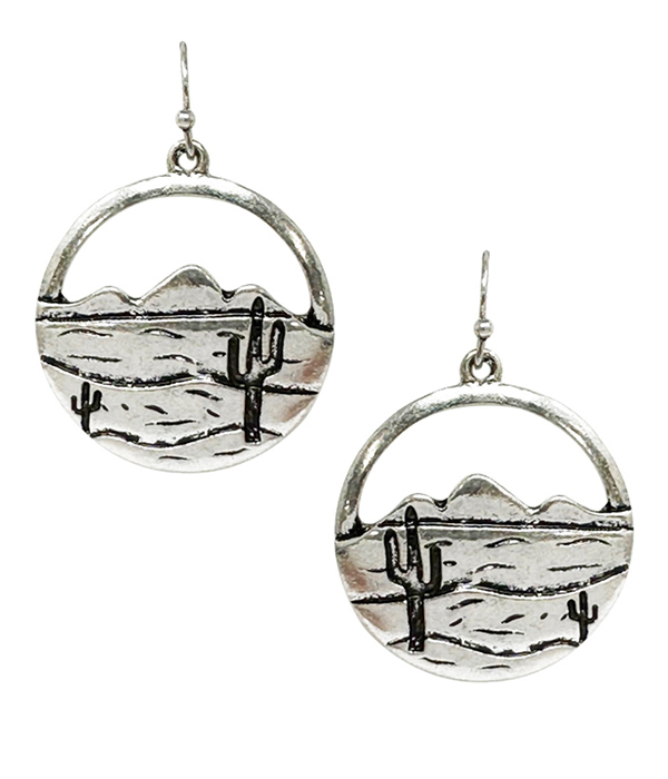 Landscape disc earring - cactus