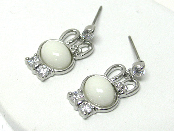 Crystal and epoxy bunny dangle earring