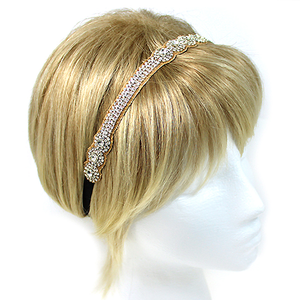 Handmade rhinestone on fabric stretch headband