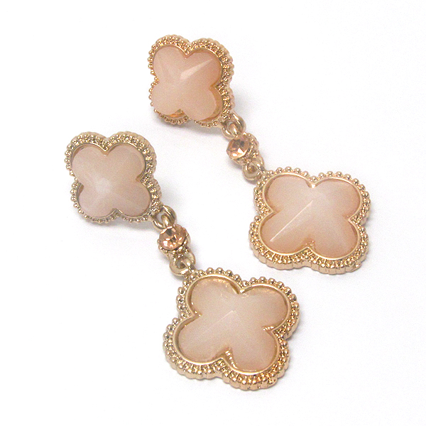 Designer shape facet stone link drop earring