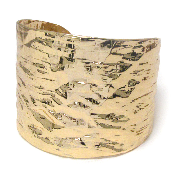 Hammered metal wide bangle bracelet